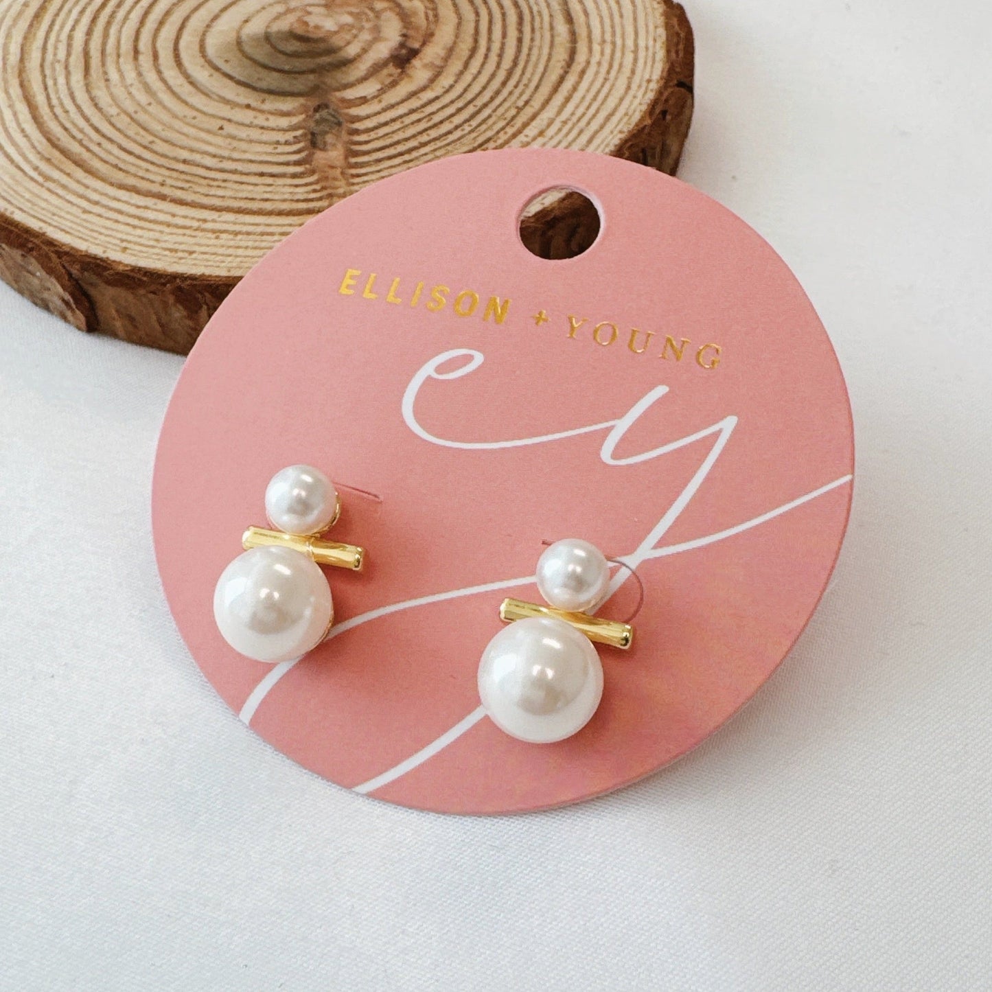 Pearls And Golden Bar Stud Earrings