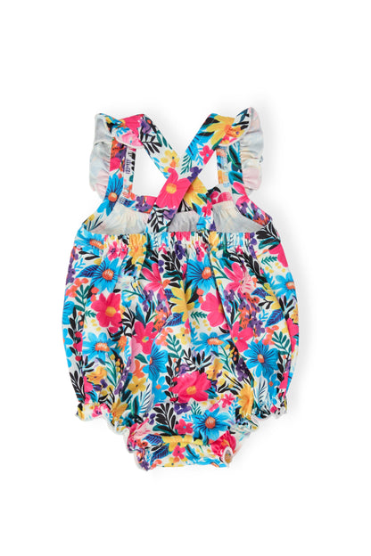 Petal Paradise Ruffle Cross Back Romper