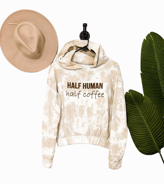 Half Human Half Coffee Slight Crop Hoodie