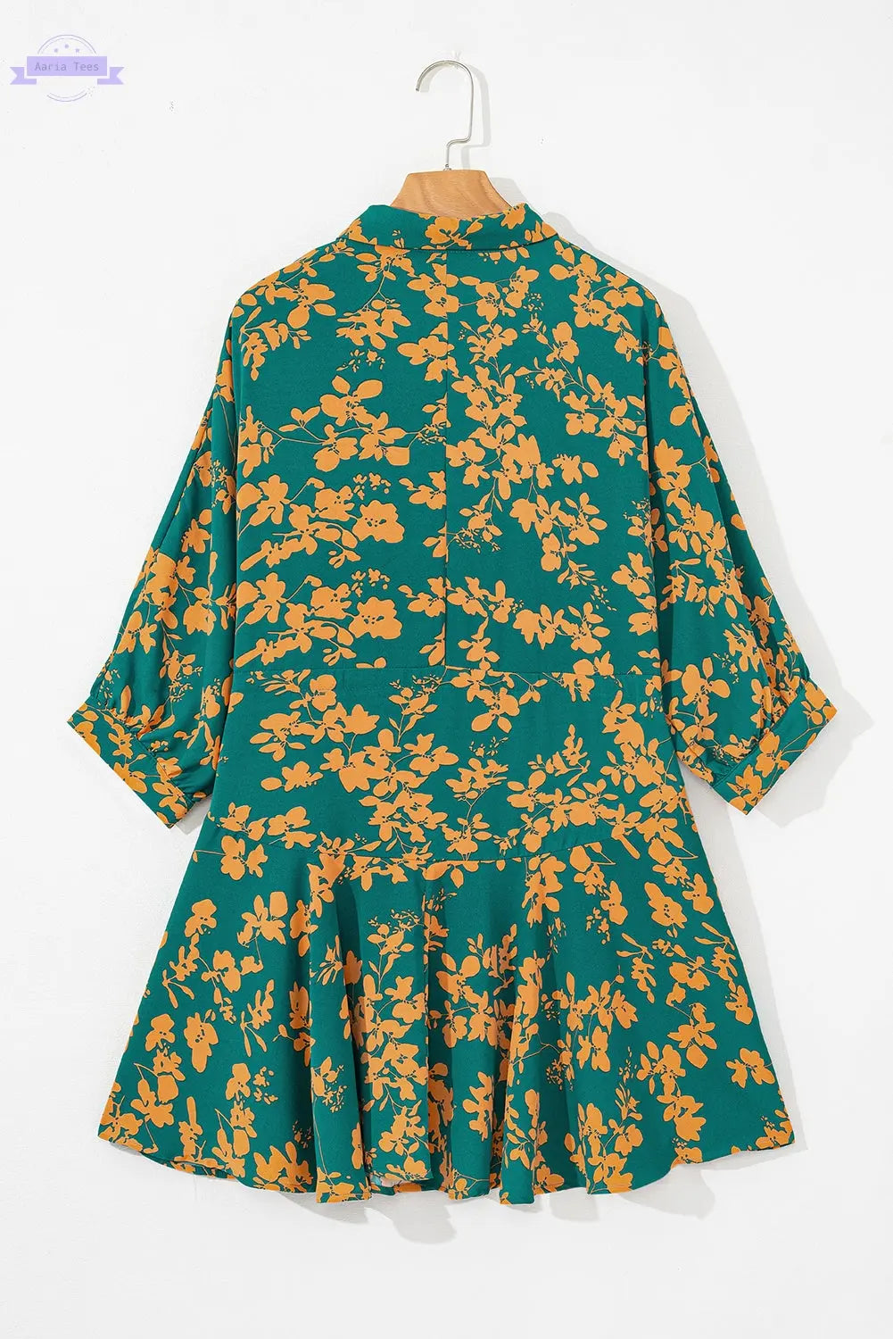 Pink Floral Print Drawstring Tunic Flowy Short Dress Aaria Tees