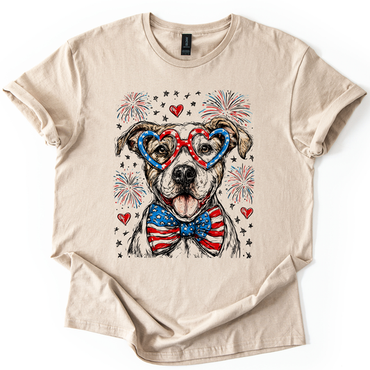 Pitbull Terrier Patriotic Dog, USA, America, Pet Lover, 4th of July, Soft Style T-Shirt