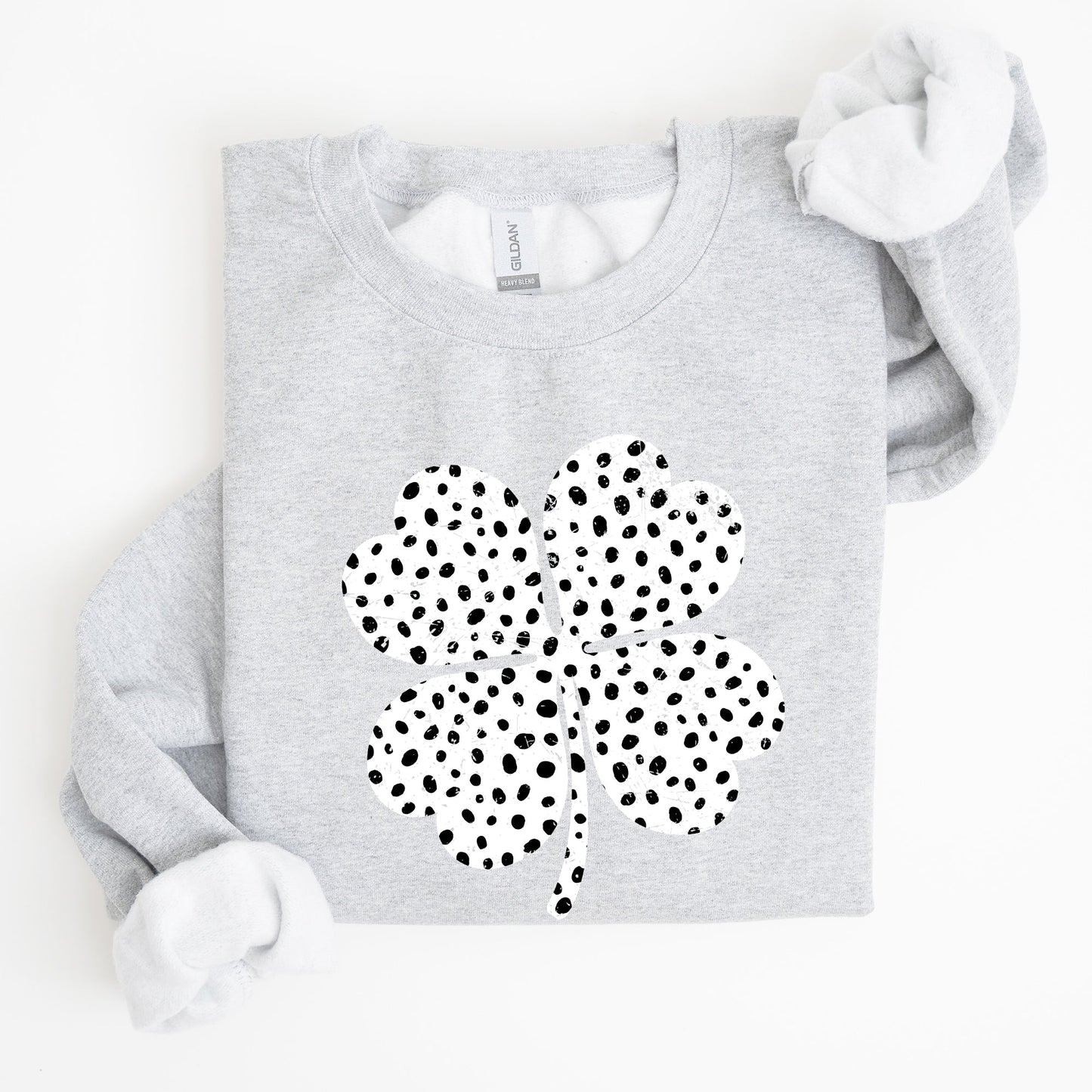Polka Dot Shamrock, Dalmatian Print, St Patrick's Day Sweatshirt