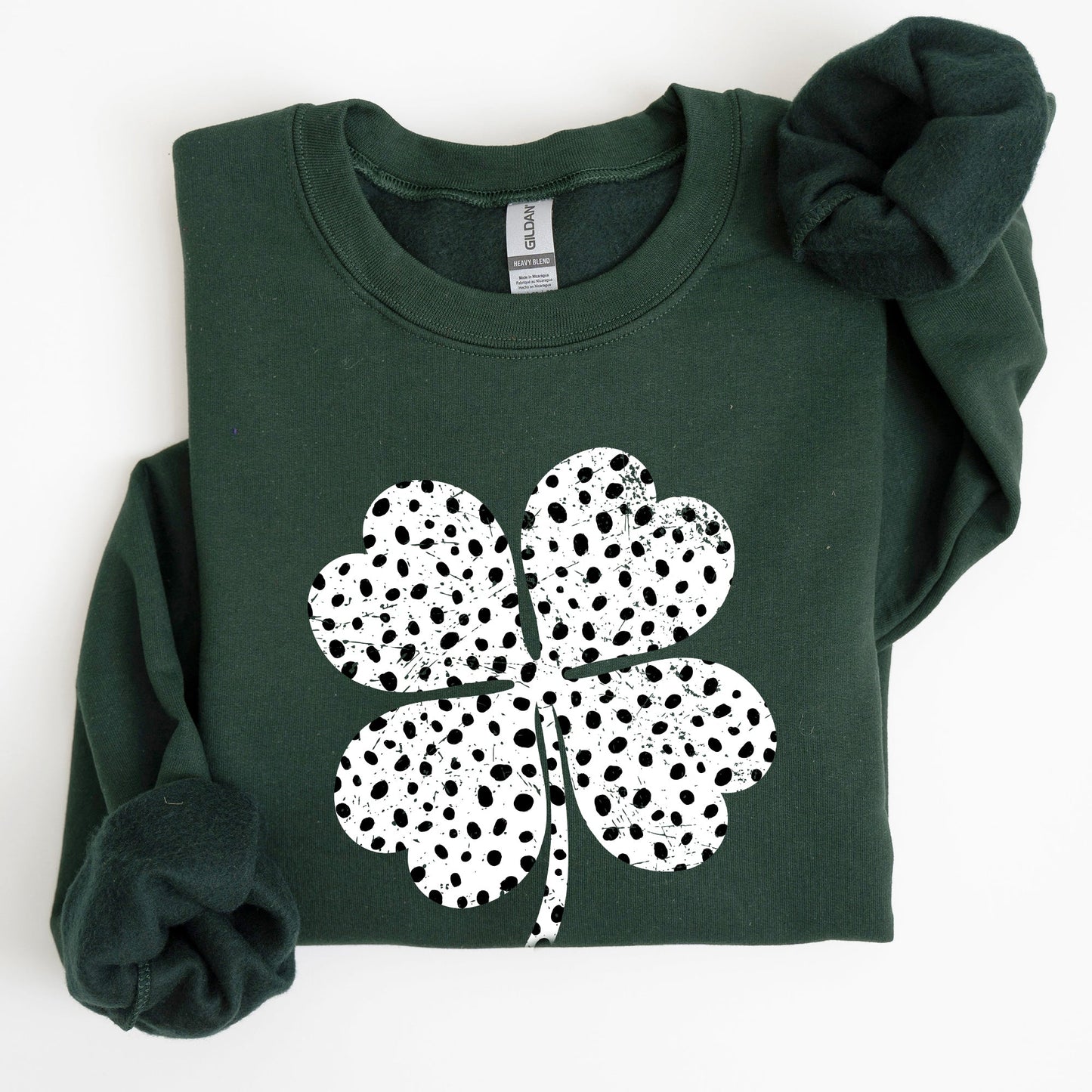 Polka Dot Shamrock, Dalmatian Print, St Patrick's Day Sweatshirt
