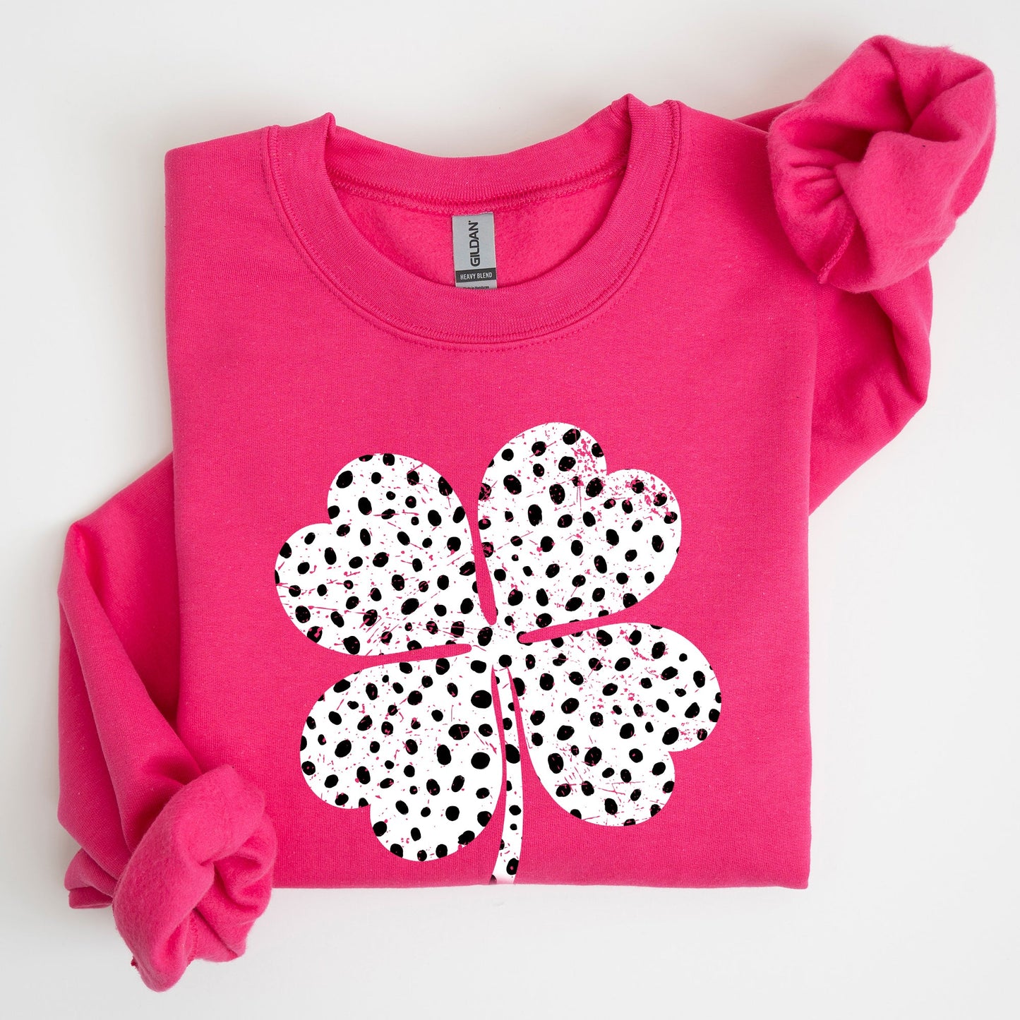 Polka Dot Shamrock, Dalmatian Print, St Patrick's Day Sweatshirt
