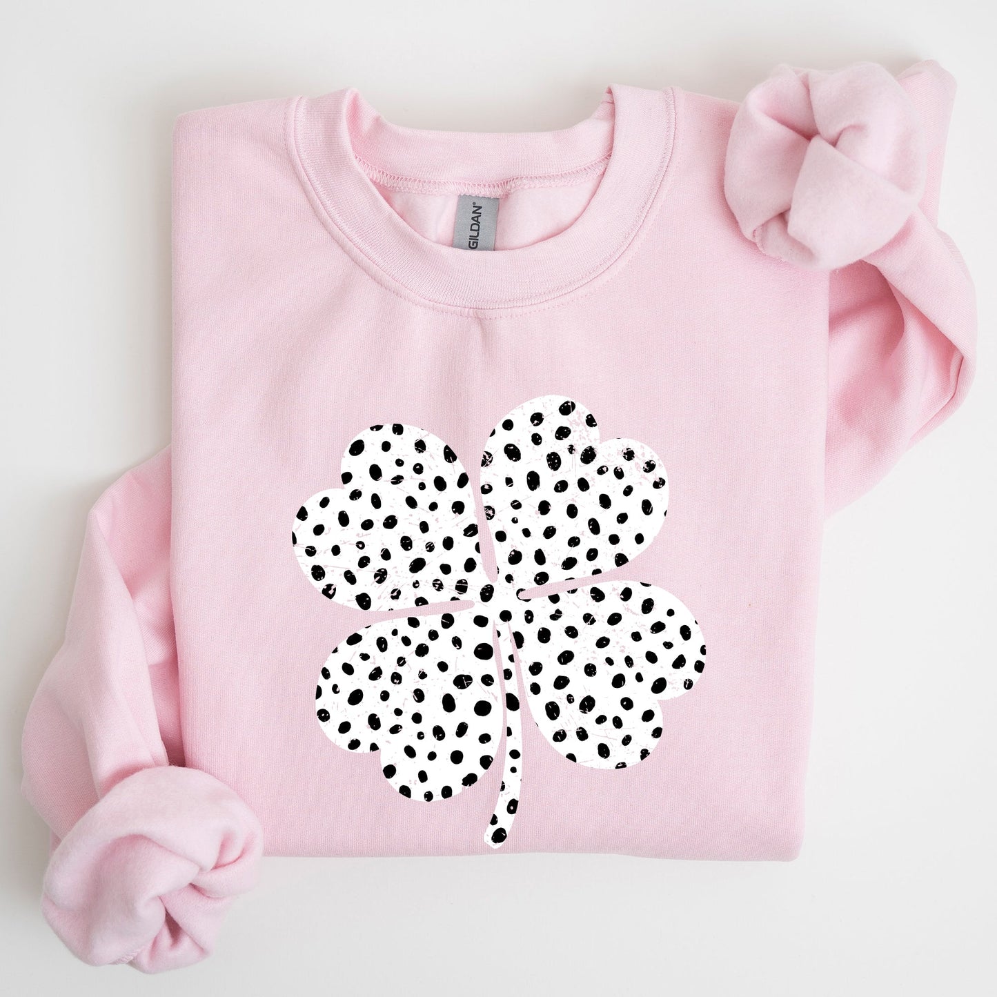 Polka Dot Shamrock, Dalmatian Print, St Patrick's Day Sweatshirt