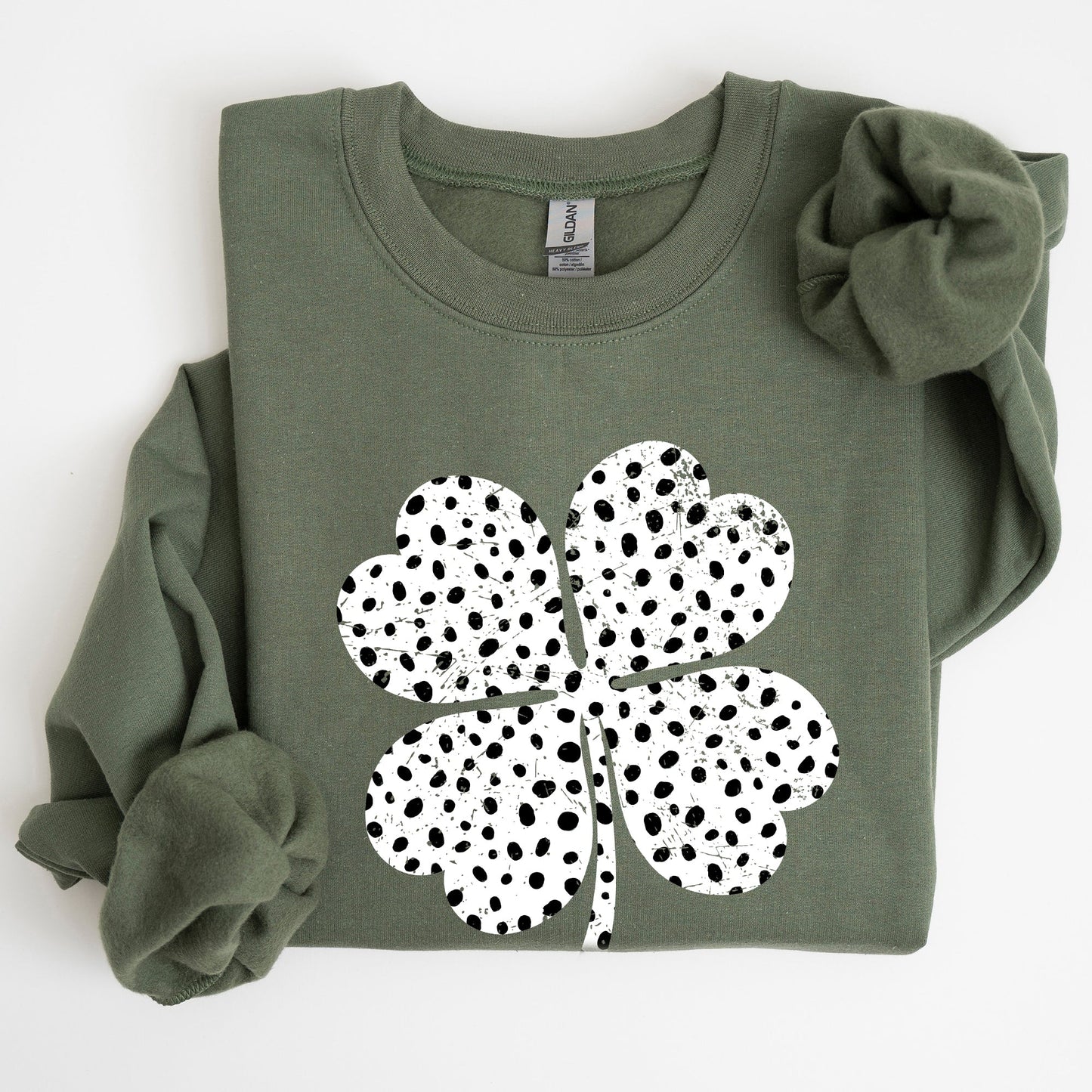 Polka Dot Shamrock, Dalmatian Print, St Patrick's Day Sweatshirt