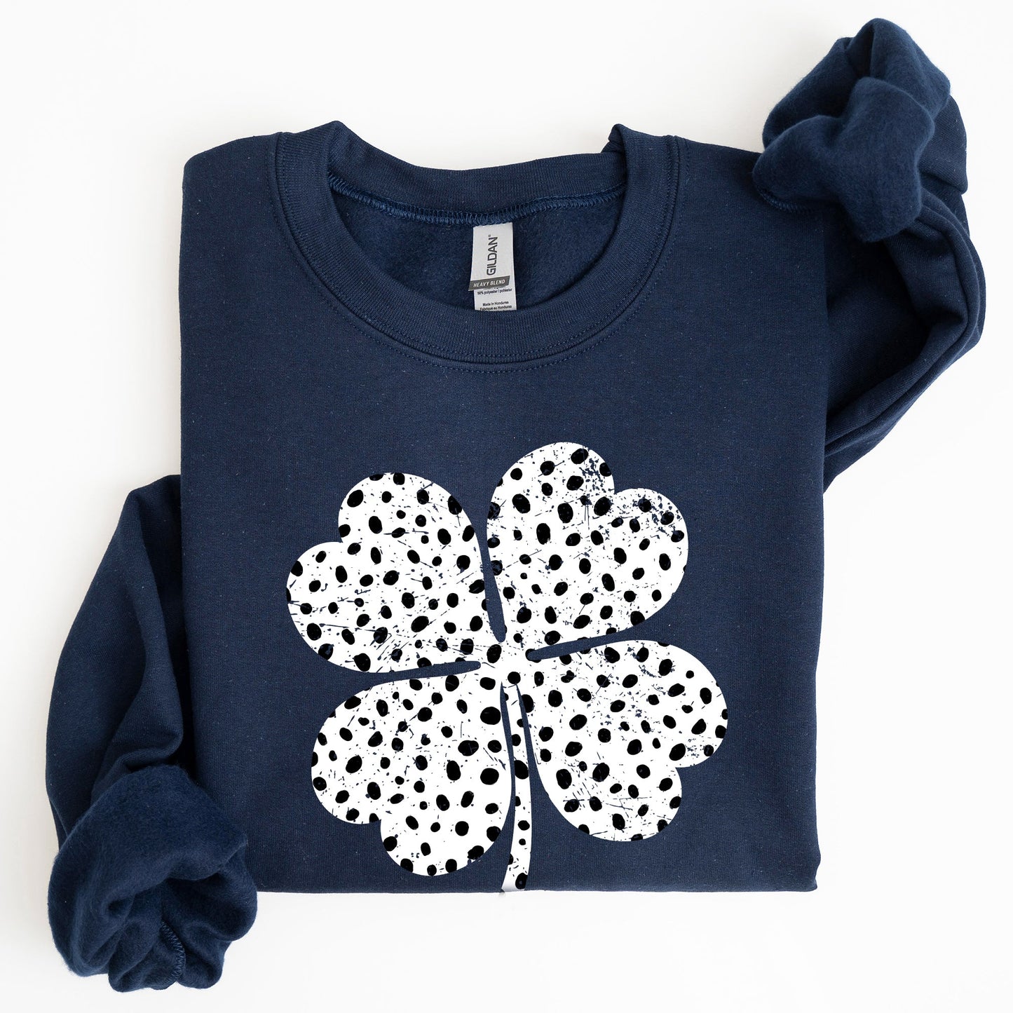 Polka Dot Shamrock, Dalmatian Print, St Patrick's Day Sweatshirt