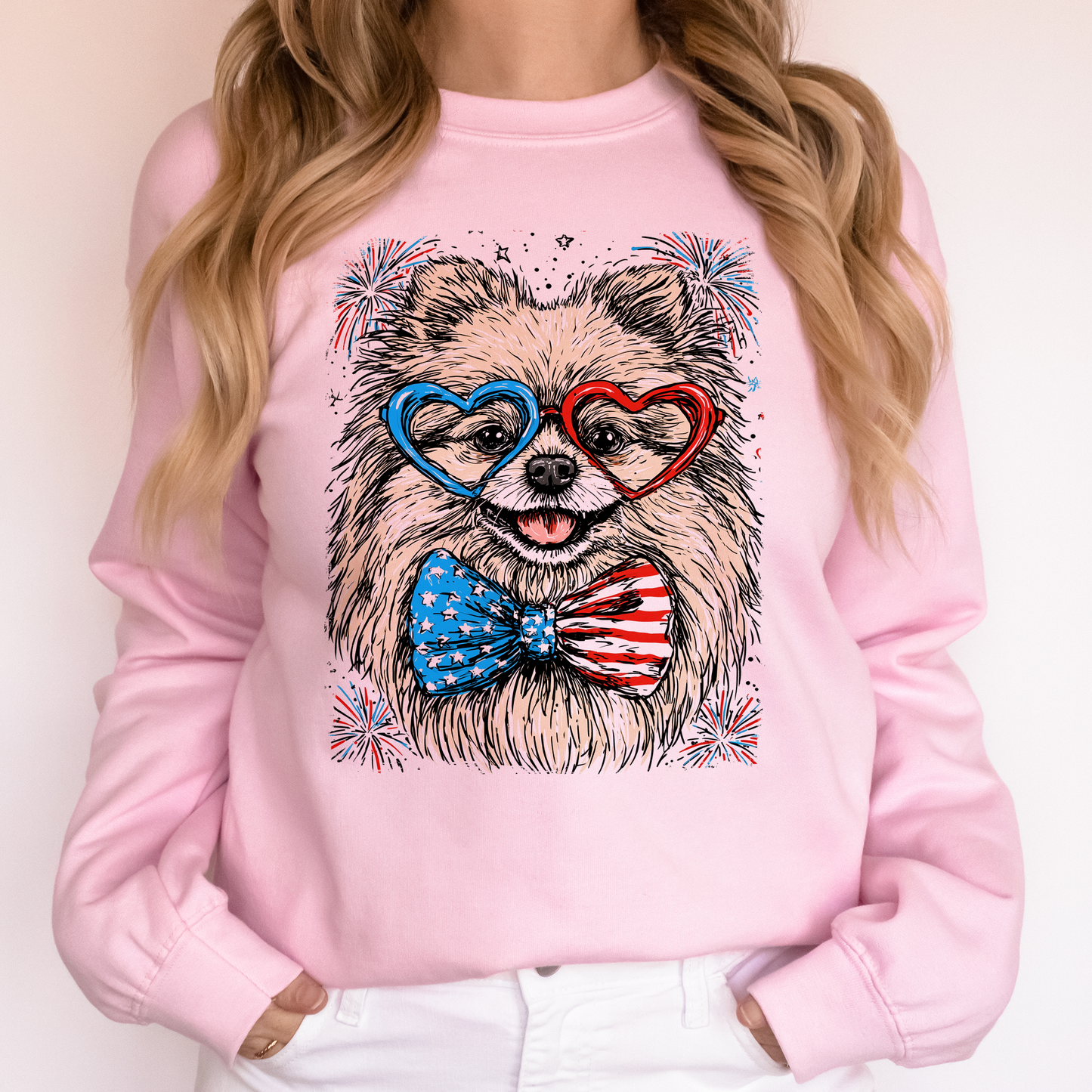 Pomeranian Patriotic Dog, USA, America, Pet Lover, 4th of July Sweatshirt