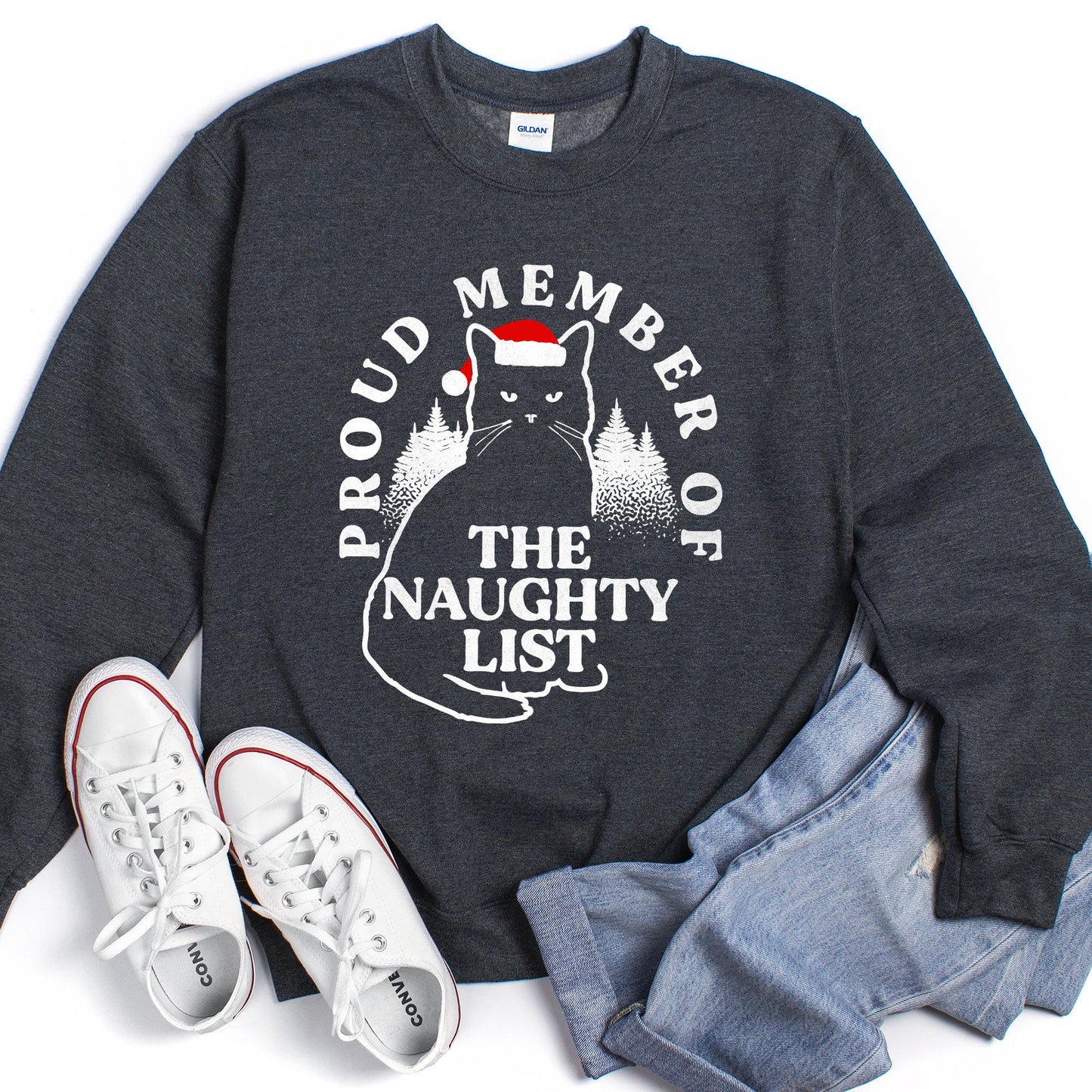 Proud Member Of The Naughty List, Cat Christmas Sweatshirt