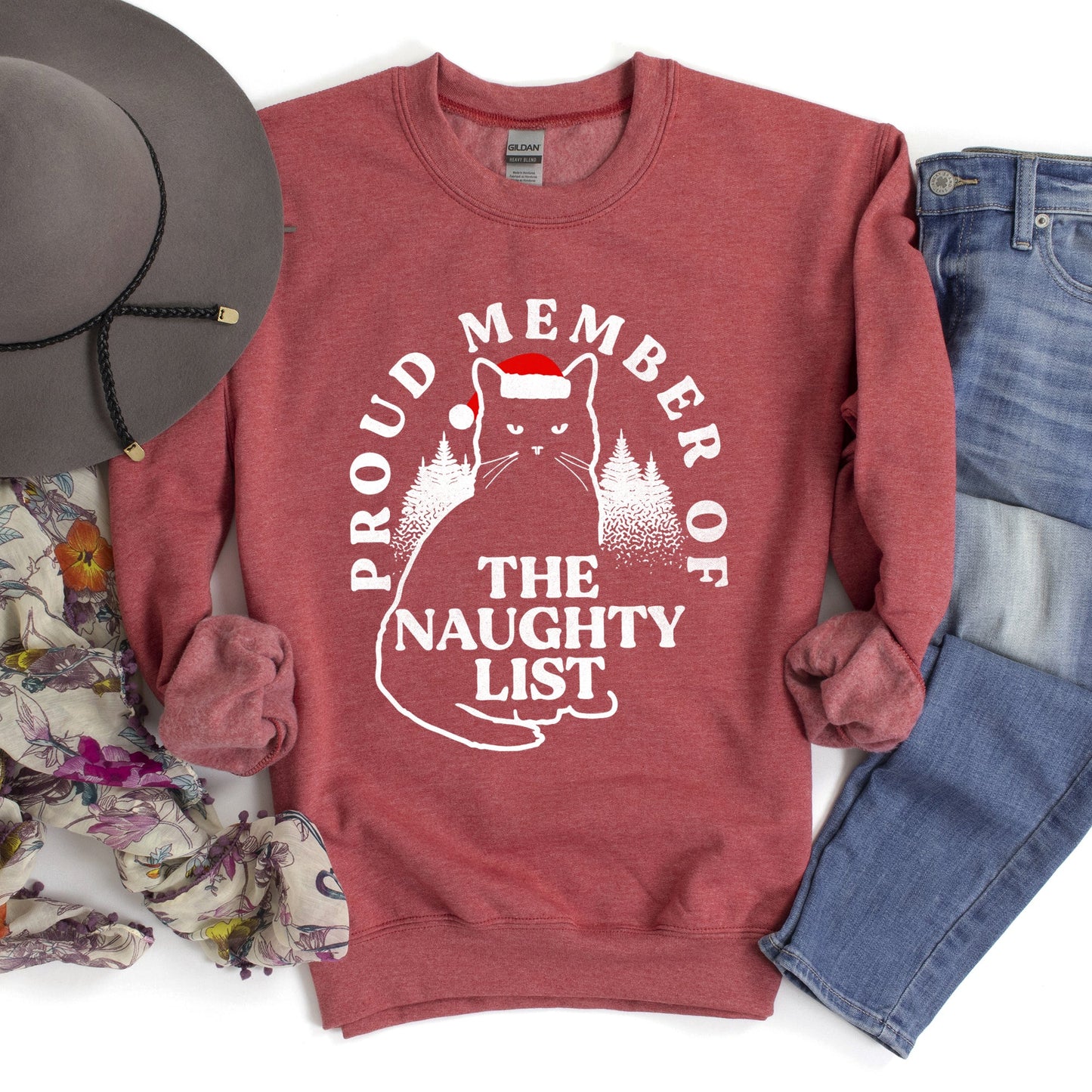 Proud Member Of The Naughty List, Cat Christmas Sweatshirt