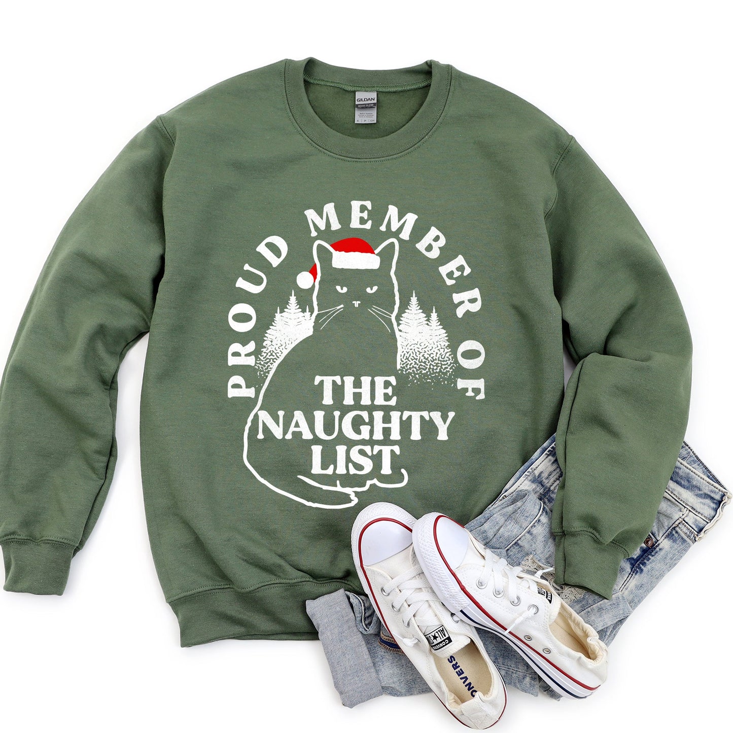 Proud Member Of The Naughty List, Cat Christmas Sweatshirt