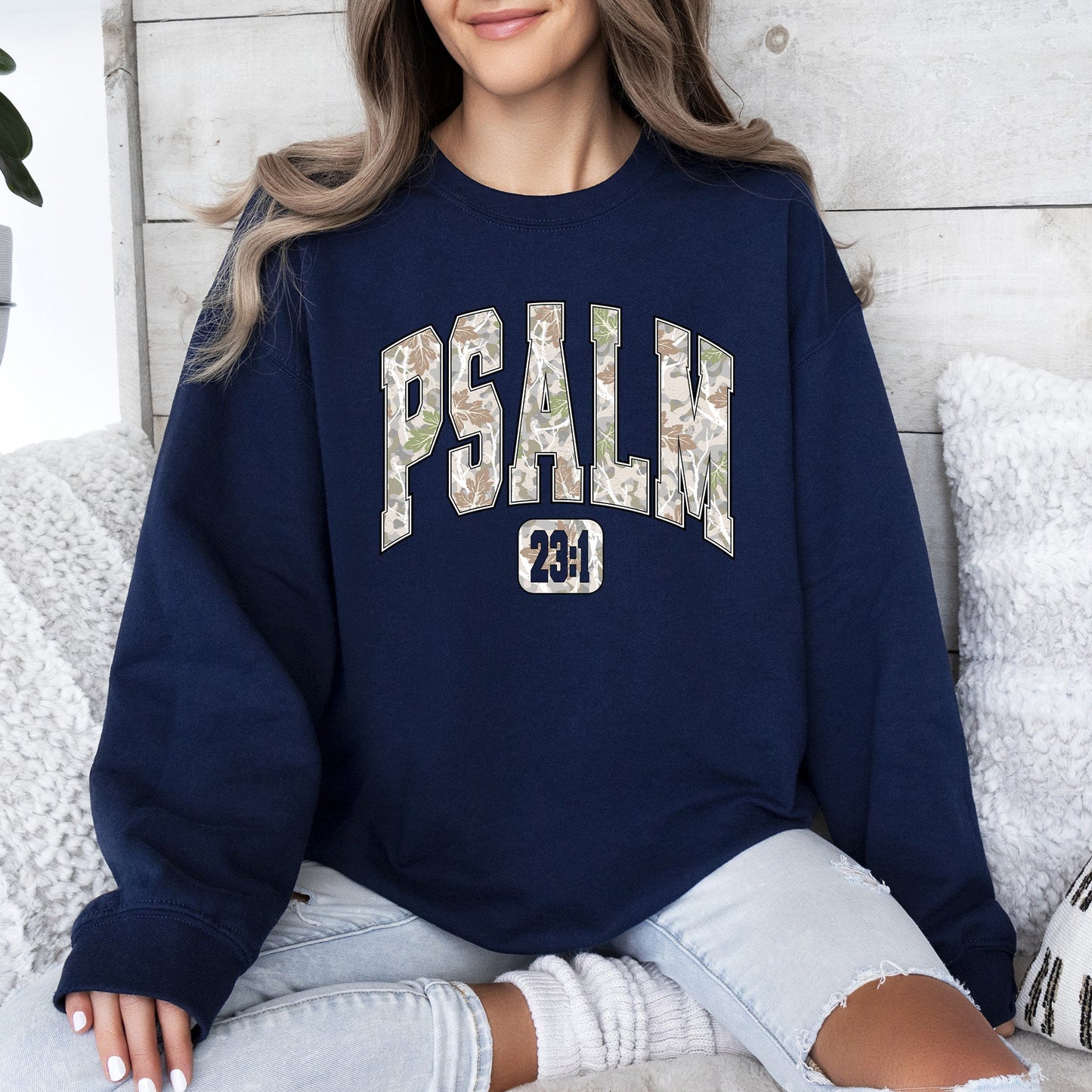 Psalm 23, Camo, Christmas, Faith, Gospel Sweatshirt