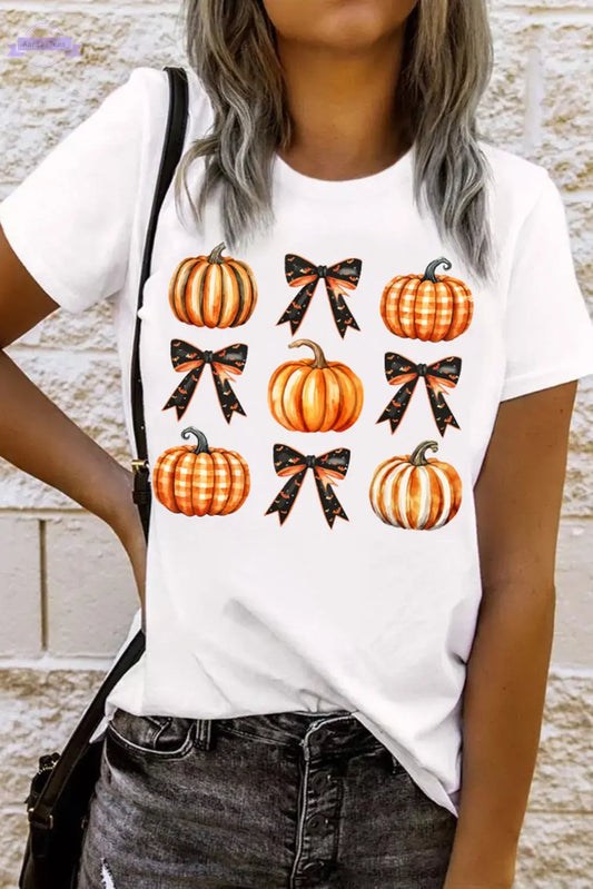 Pumpkin Round Neck Short Sleeve T-Shirt Trendsi