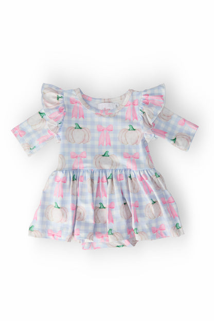Pumpkin Picnic Twirl Flutter Bodysuit