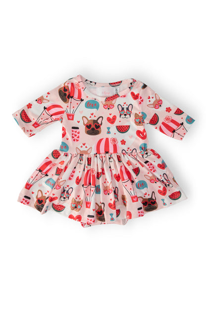 Puppy Love 3/4 Sleeve Twirl Bodysuit