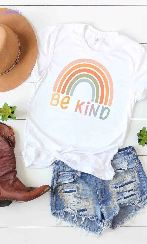 Rainbow Be Kind graphic tee PLUS - Aaria Tees