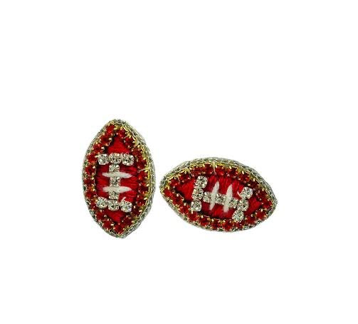 Game Day Football Stud Earrings - Thread - Red