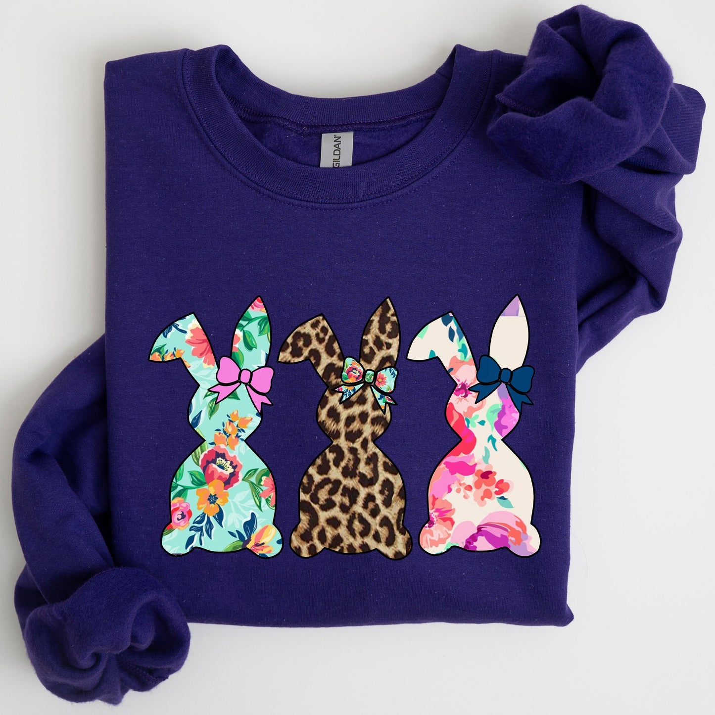 Retro Easter Rabbits, Floral, Leopard, Bunnies Sweatshirt