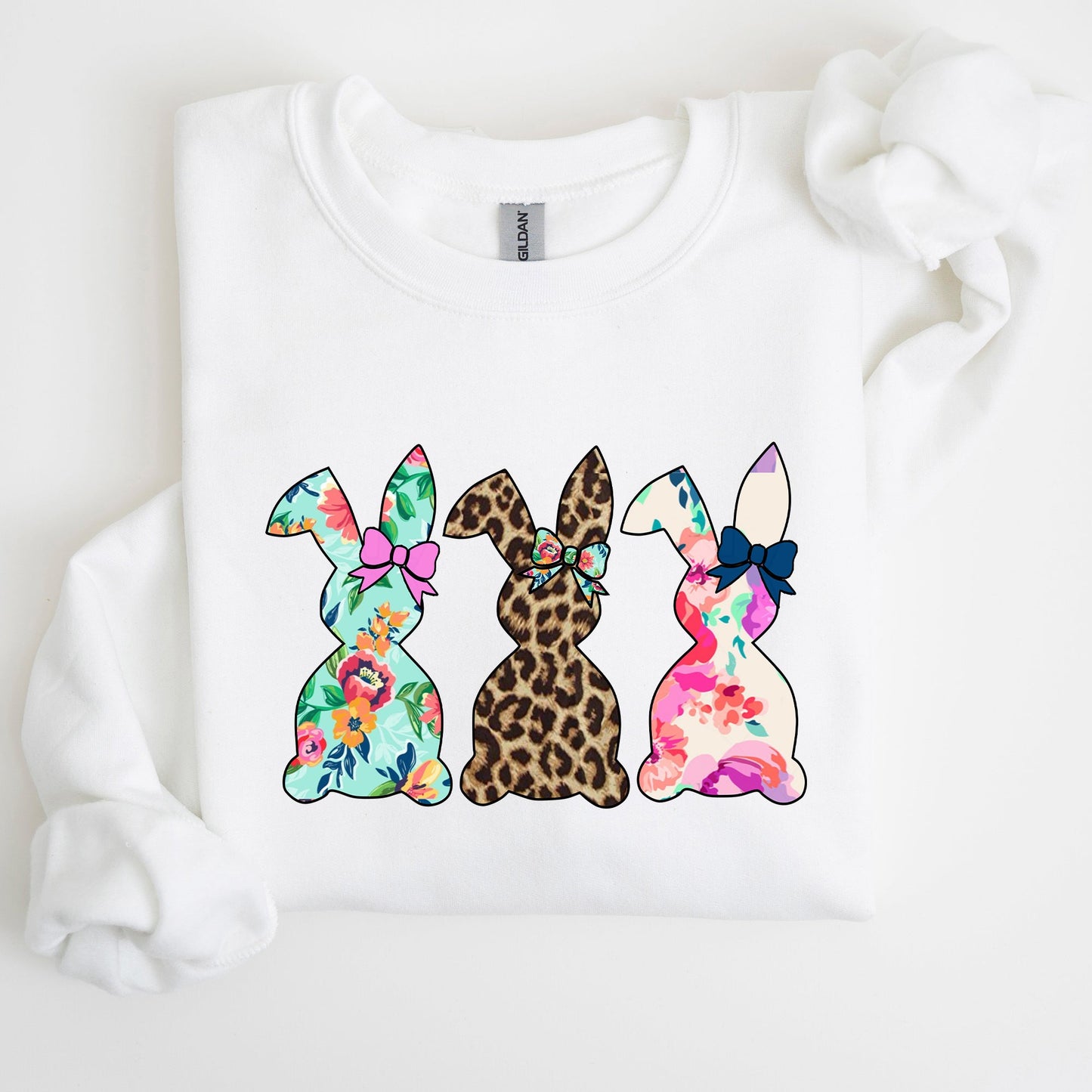 Retro Easter Rabbits, Floral, Leopard, Bunnies Sweatshirt