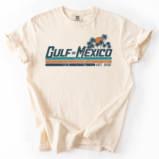 Retro Gulf Of Mexico, Vintage, Established 1550, Beach, Palm Trees Tshirt Comfort Colors T-Shirt