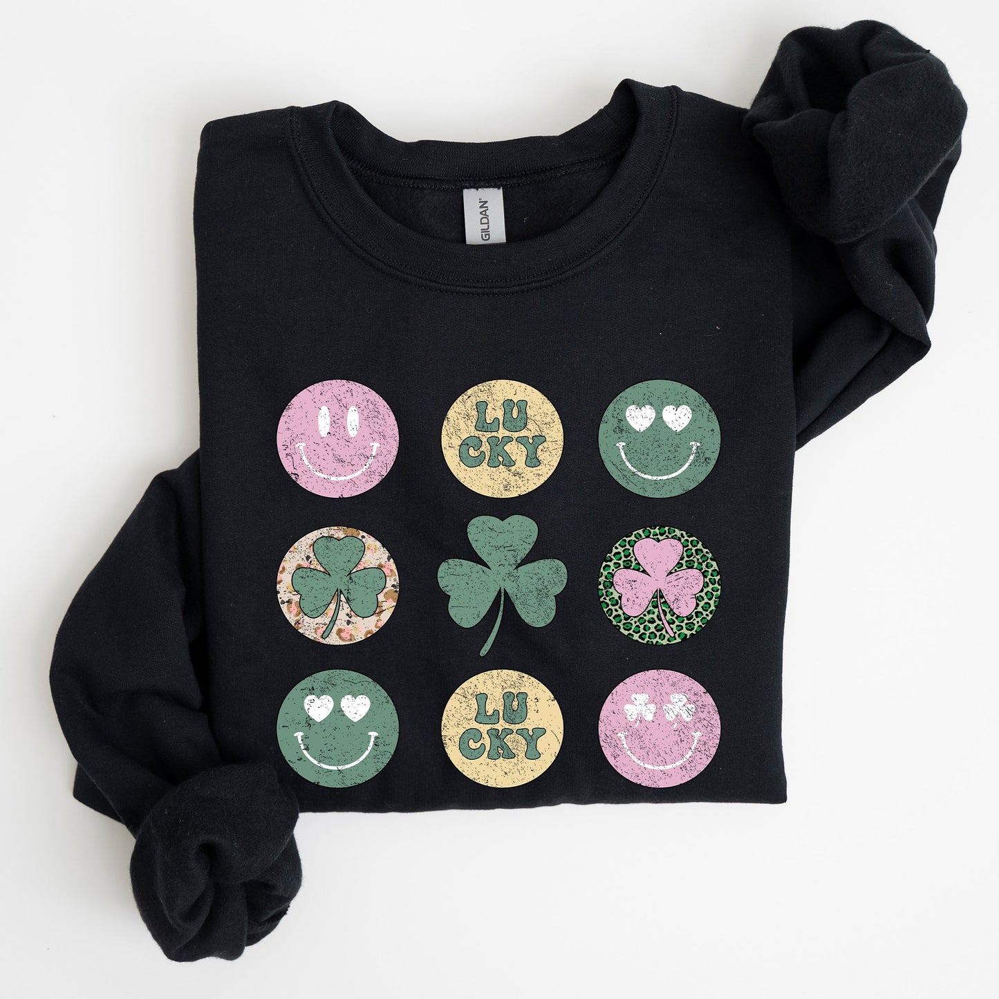 Retro Lucky Smileys, St Patrick's Day Sweatshirt