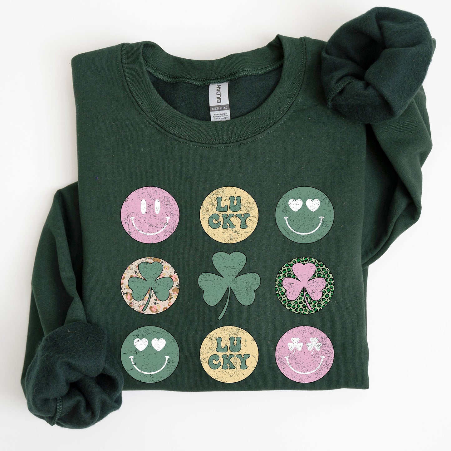 Retro Lucky Smileys, St Patrick's Day Sweatshirt