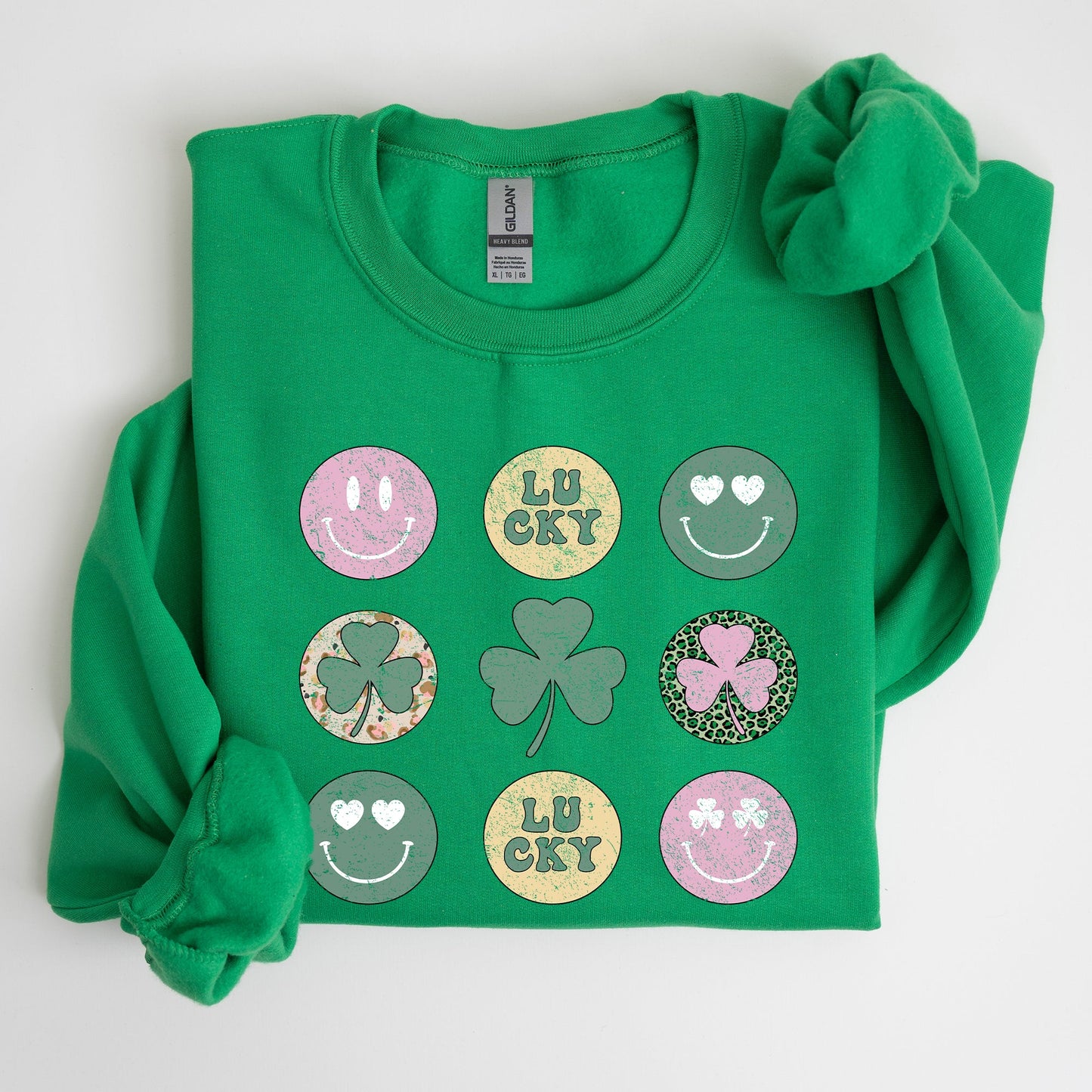 Retro Lucky Smileys, St Patrick's Day Sweatshirt
