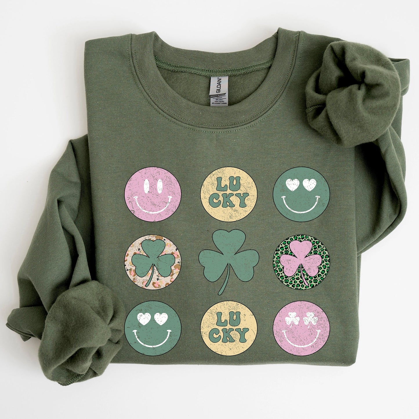 Retro Lucky Smileys, St Patrick's Day Sweatshirt