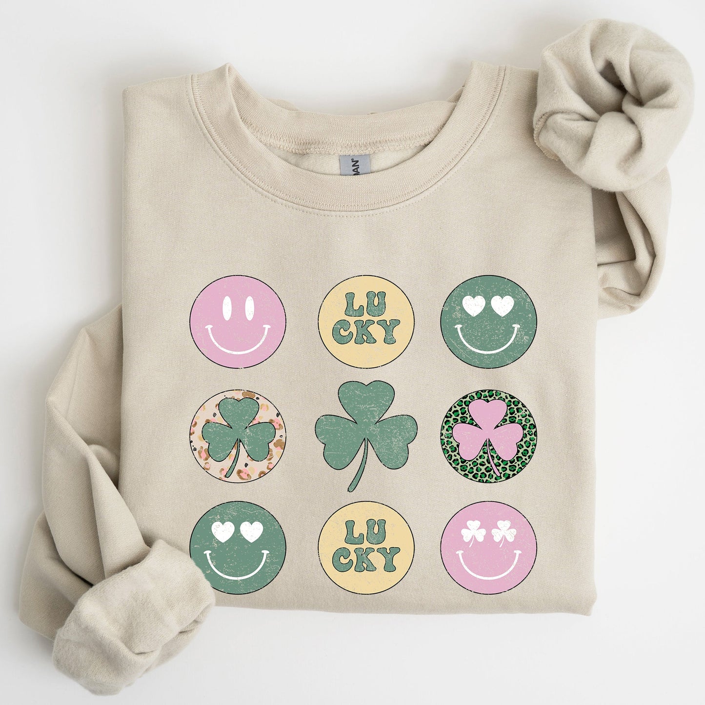 Retro Lucky Smileys, St Patrick's Day Sweatshirt