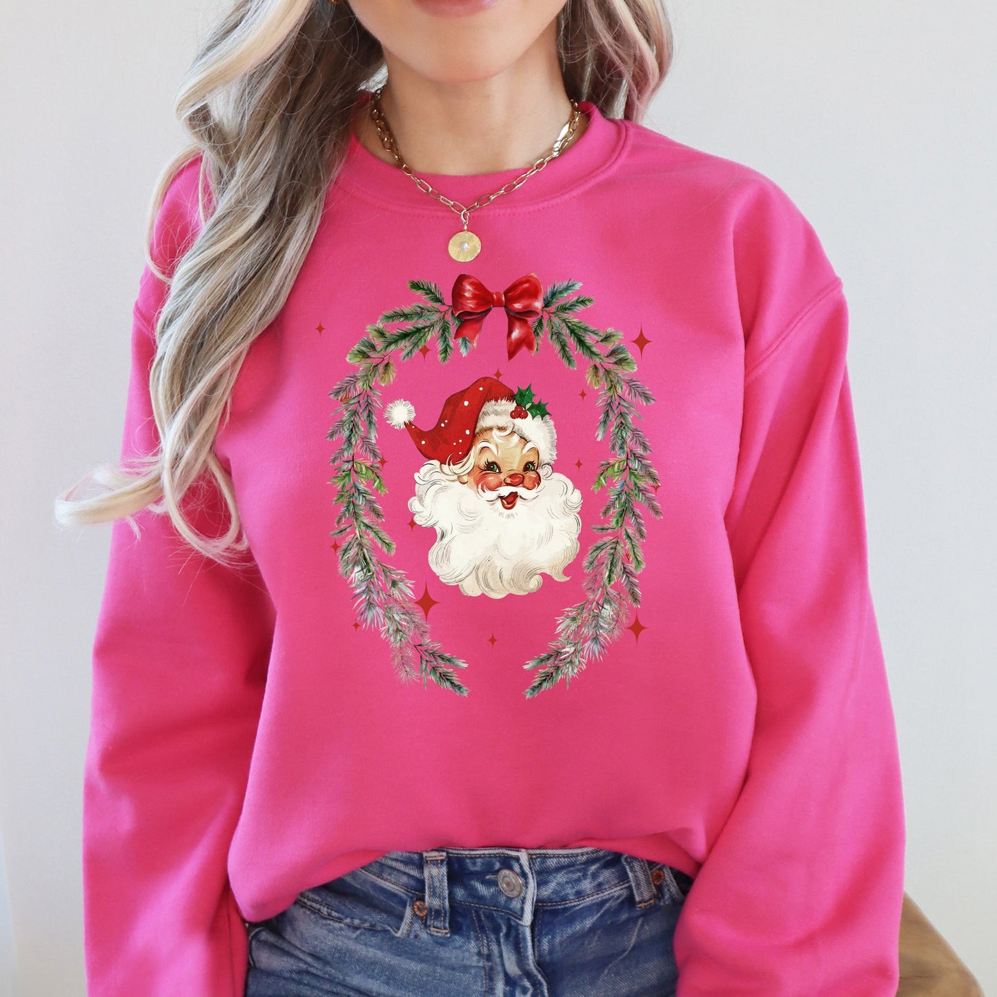 Retro Santa, Christmas, Vintage, Cute Sweatshirt