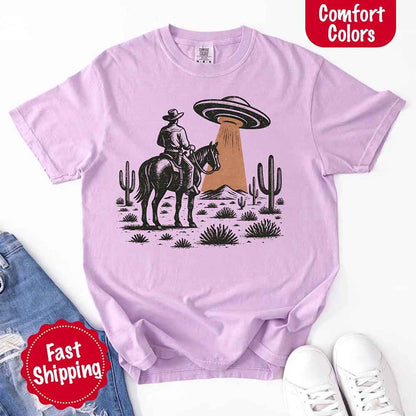 Retro UFO Cowboy Tee – Unisex Comfort Colors Shirt