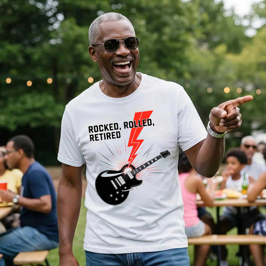 Rocked Rolled Retired T-Shirt – Funny Retirement Gift Shirt