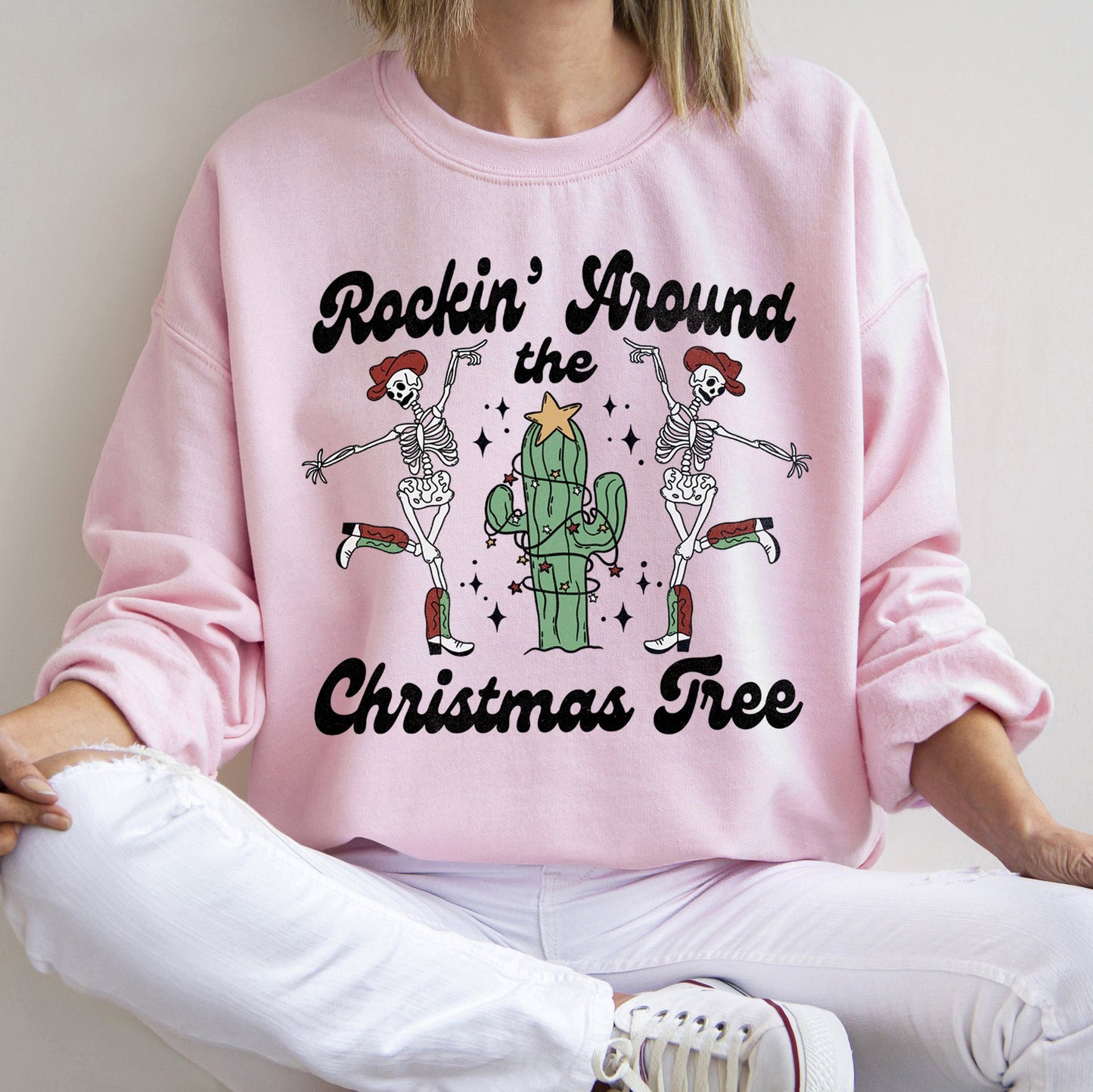 Rocking Around The Christmas Tree, Desert, Skeletons Sweatshirt