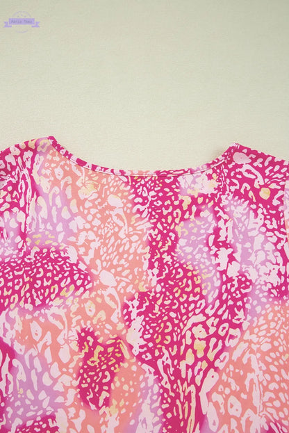 Rose Classic Leopard Print Handkerchief Hem Tunic Top Aaria Tees
