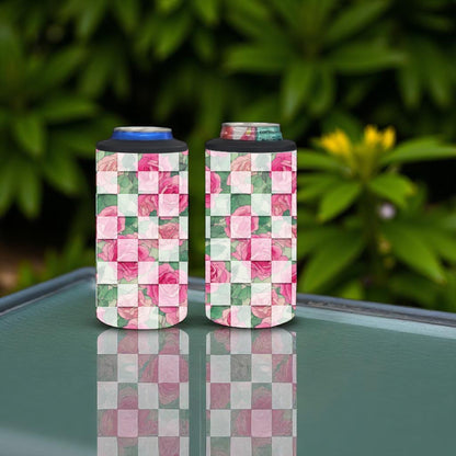 Checkered Rose 4-in-1 Can Cooler Cup