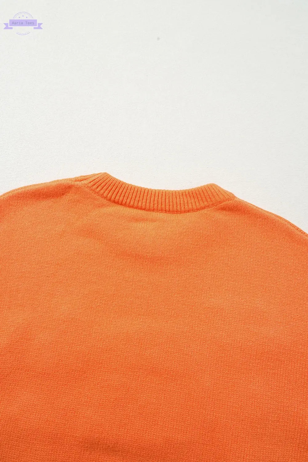 Russet Orange Thanksgiving Tinsel Drop Shoulder Crew Neck Sweater - Aaria Tees