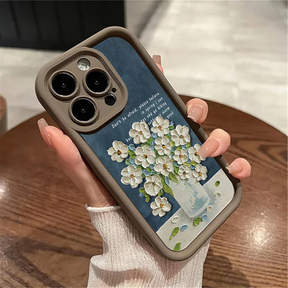 Luxury Soft Flowers Leather Phone Case