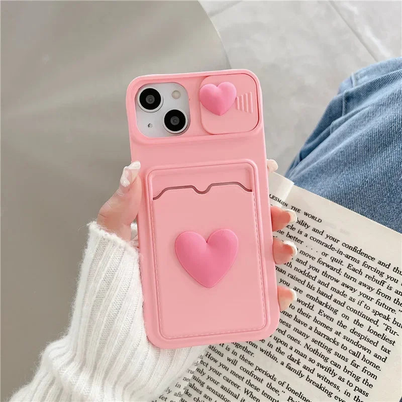 Simple Love Silicone Wallet Card Phone Case