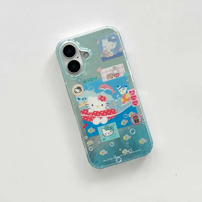 Y2k Girl Ins Summer Blue Oceans HelloKitty Cats Phone Case