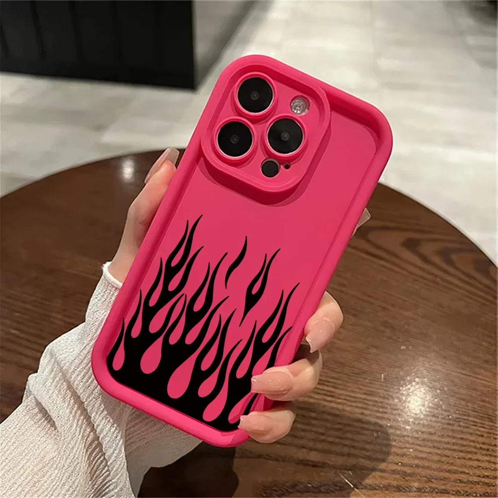 Fashion Black Flame Silicone Phone Case