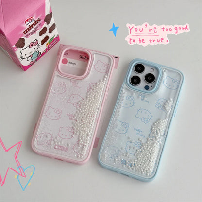 Cute Quicksand Pink Hello Kitty Phone Case