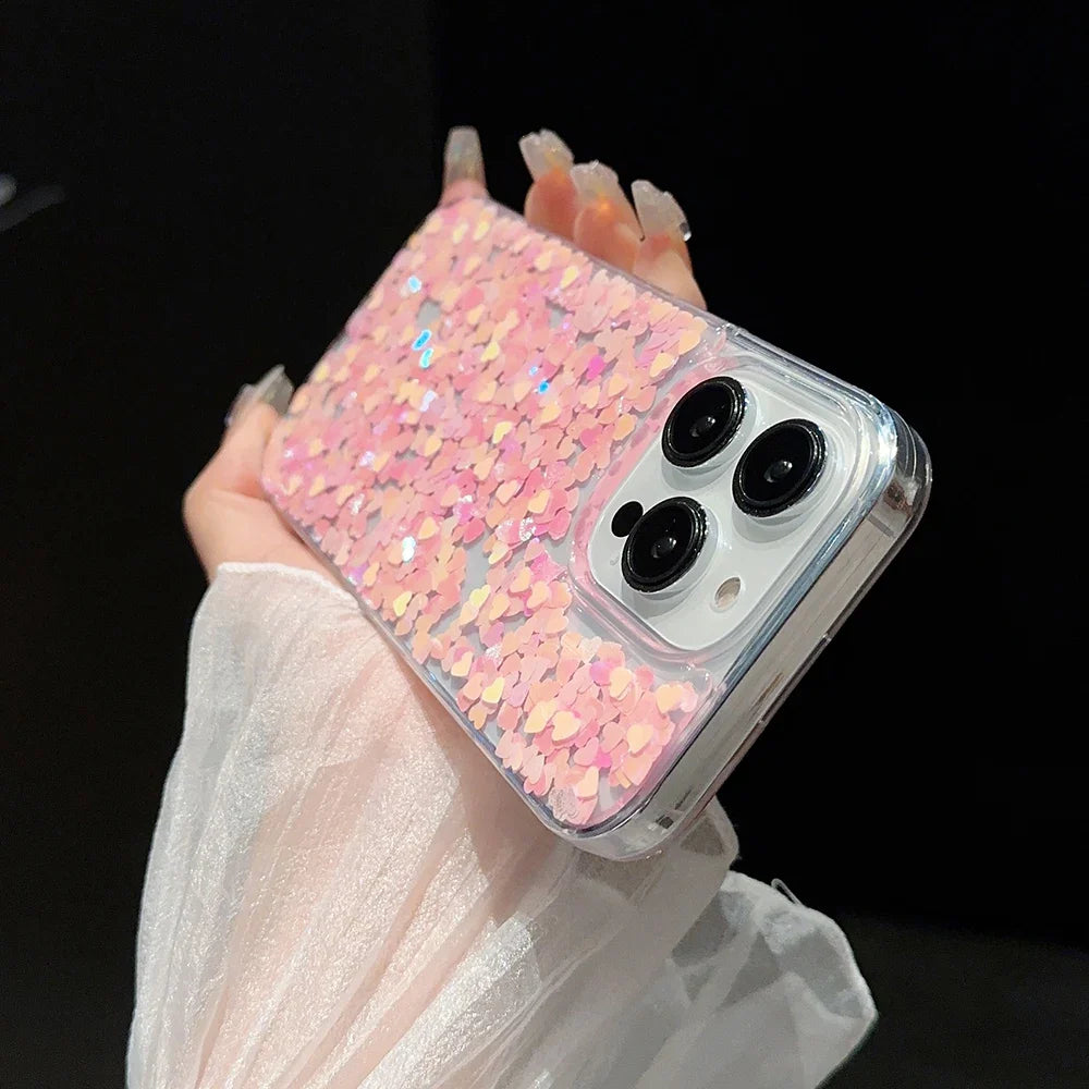 Pink Love Sequin Paillette Phone Case