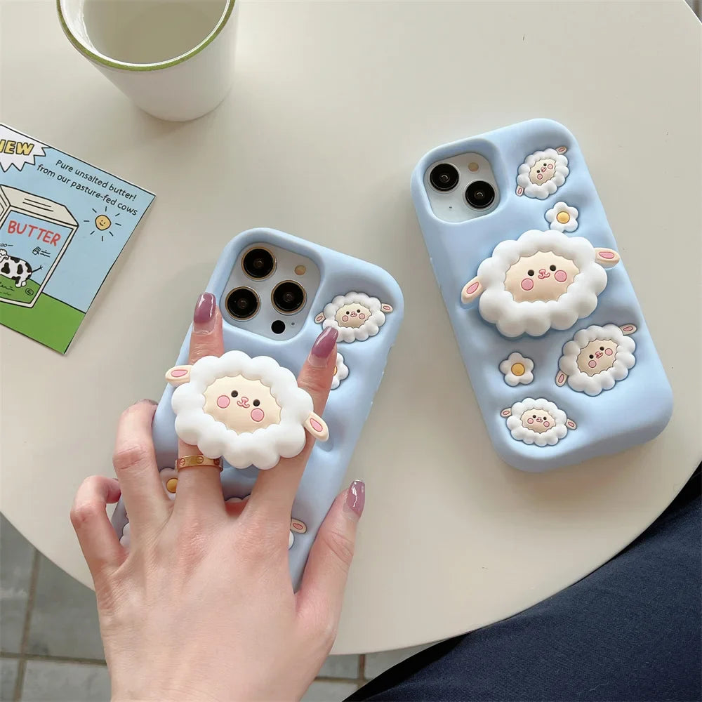 Lamb Folding Bracket Soft Rubber Silicone Phone Case