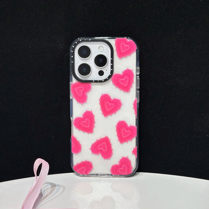 Rose Red Thorny Heart Pattern Transparent Phone Case For iPhone