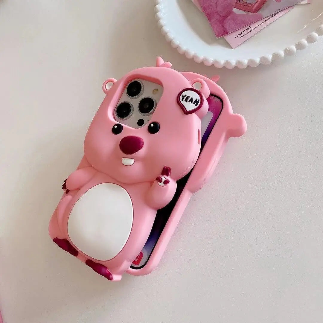 3D Cartoon Cute Loopy Pink Phone Case