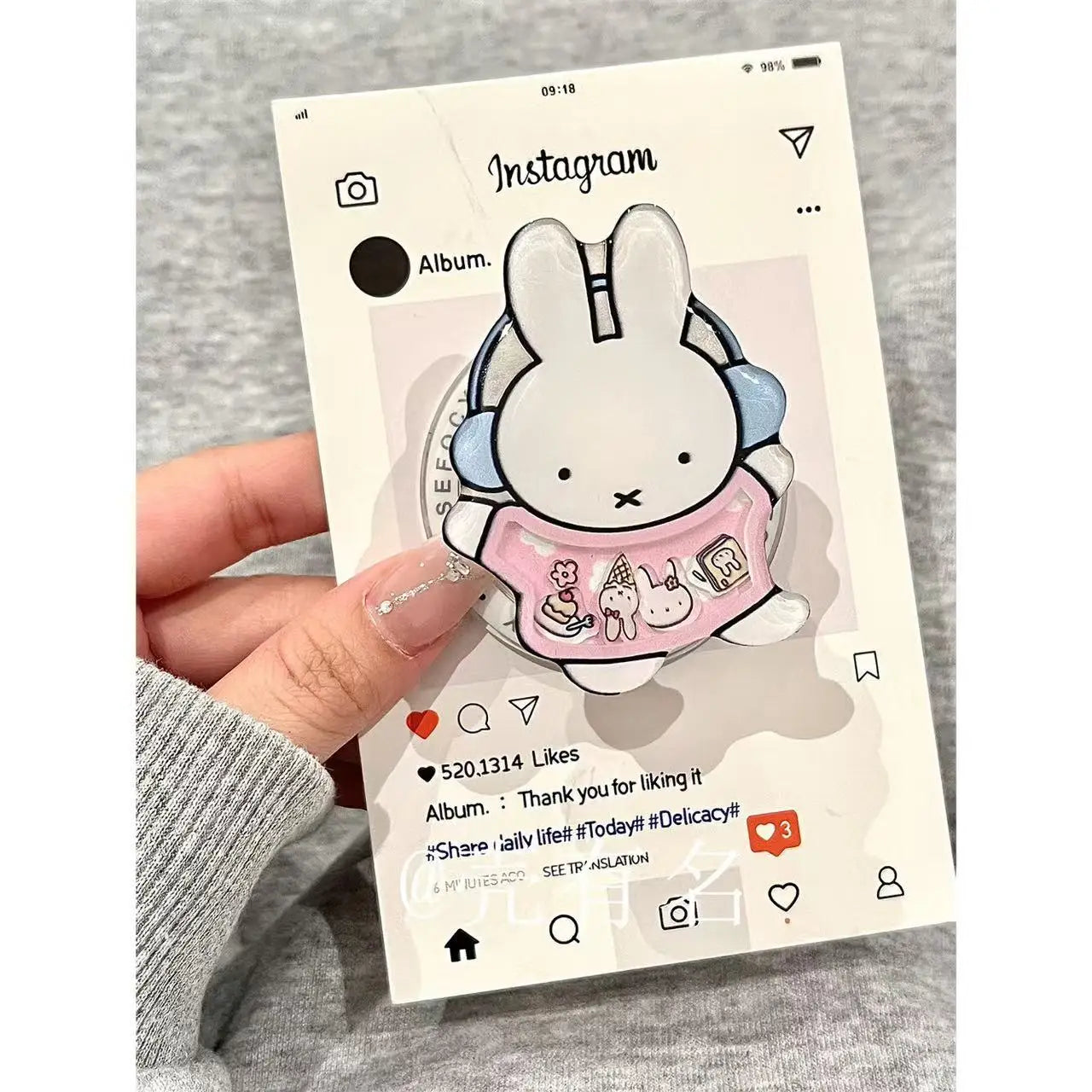 Cartoon Driving Miffy Phone Case Kawaii Listening Music Miffy Rabbit Magnetic Bracket Phone Case Suitable For iPhone