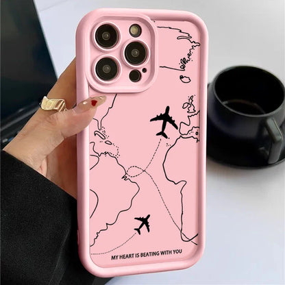 Airplane Route Pattern Phone Case For iPhone