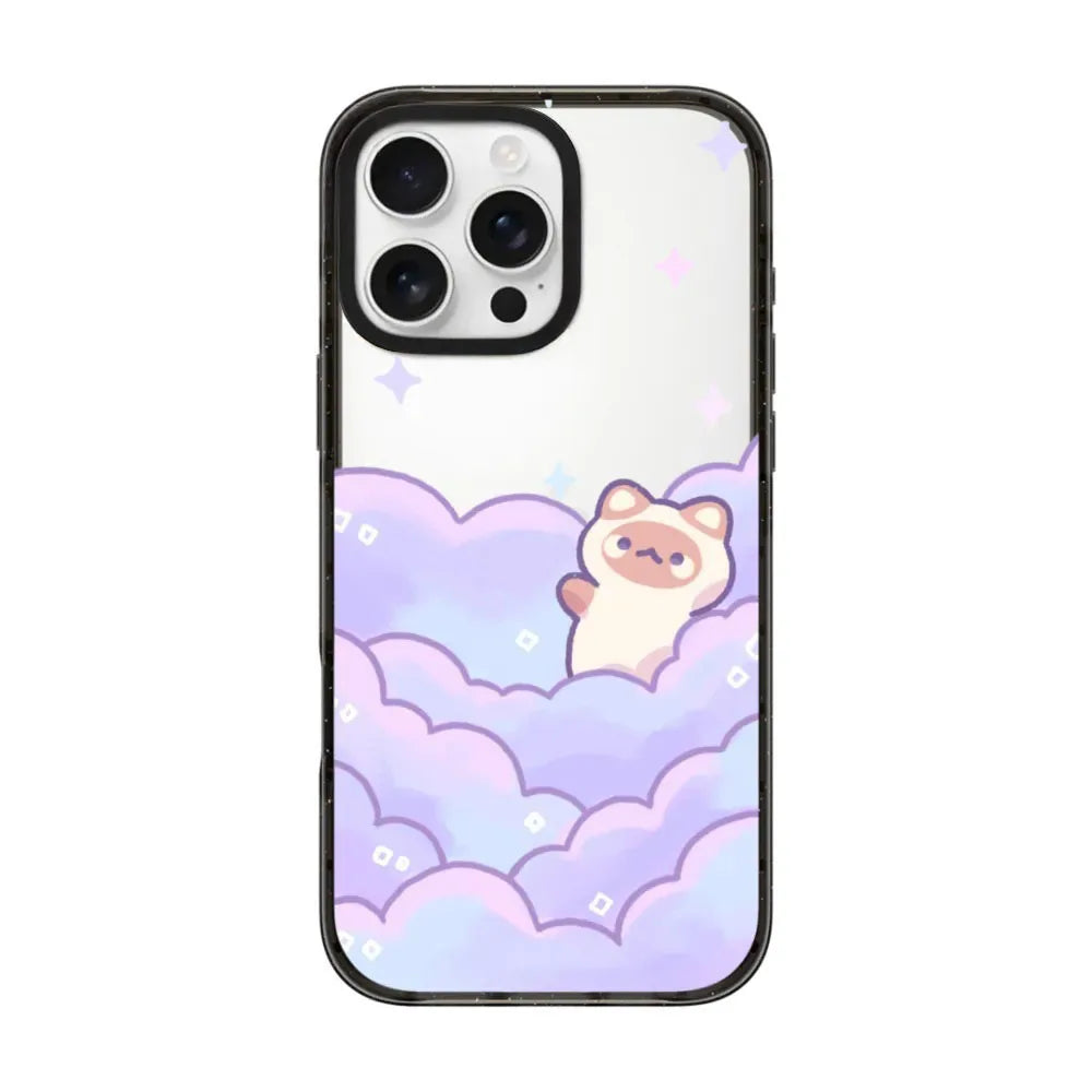Cartoon Cloud Cat Black Acrylica Border Magnetic Case For iPhone