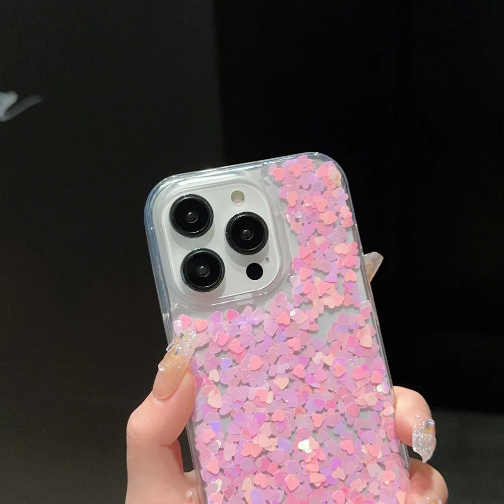 Pink Love Sequin Paillette Phone Case
