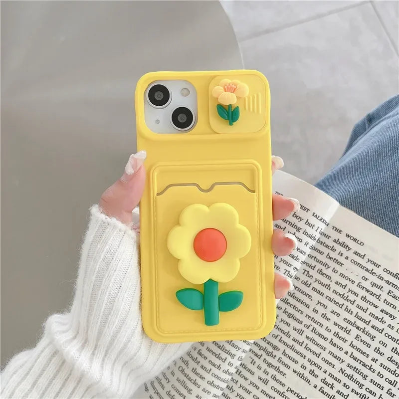 Simple Love Silicone Wallet Card Phone Case